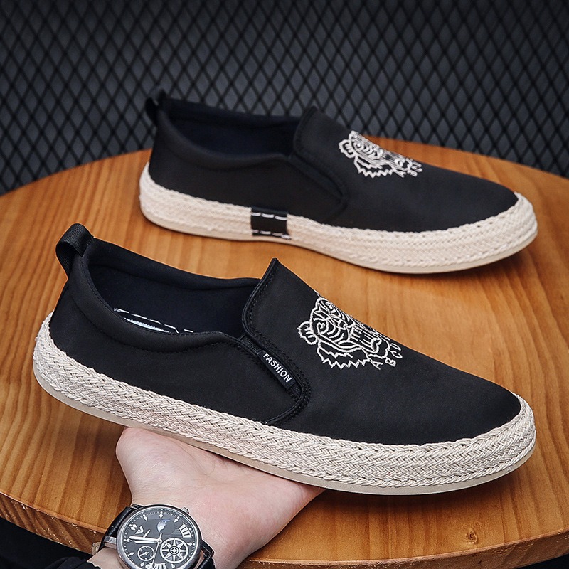 สีดําBreathableรองเท้าสําหรับช - Espadrille Slip On บทวิจารณ์และราคา