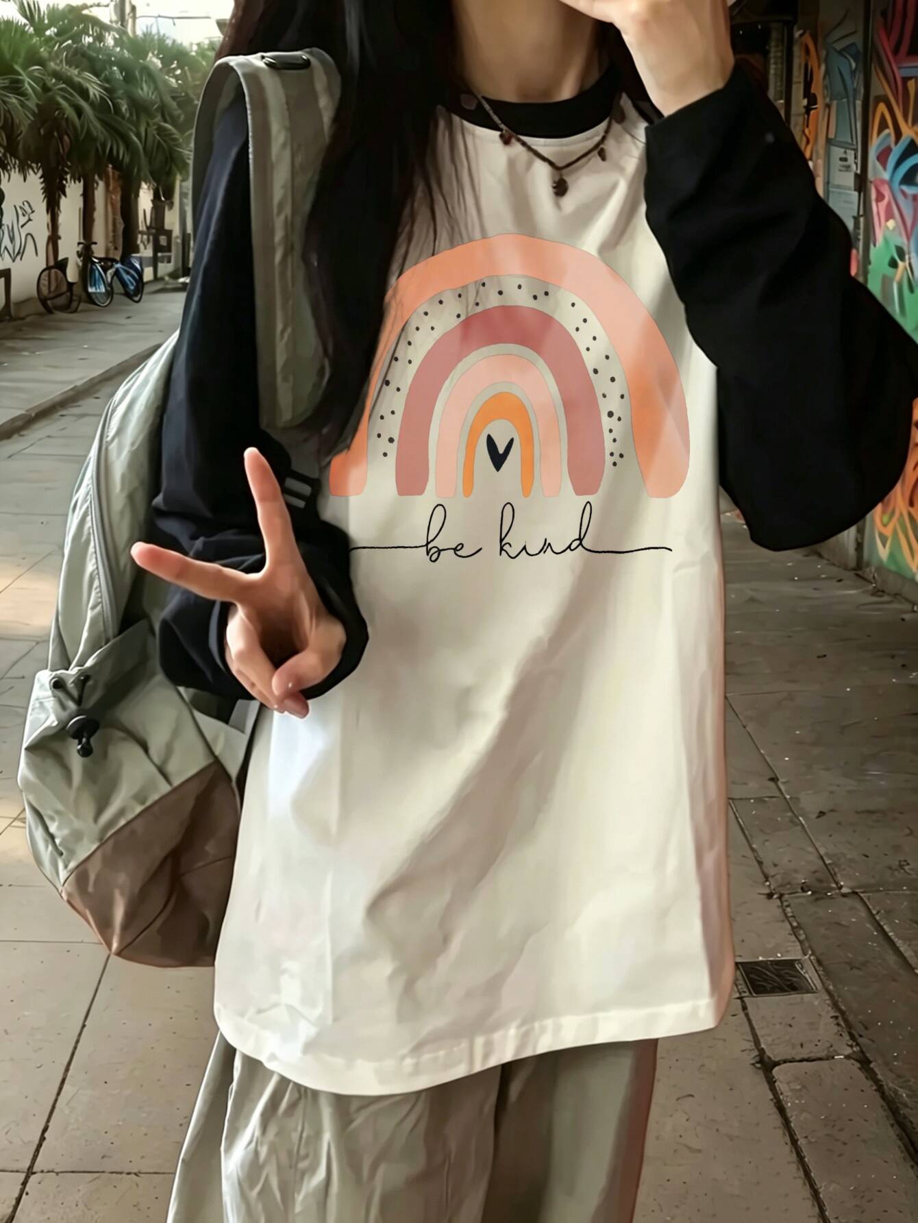 ฮาราจูกุ วินเทจ ลำลอง ลายพิมพ์ - Tee Graphic Print บทวิจารณ์และราคา