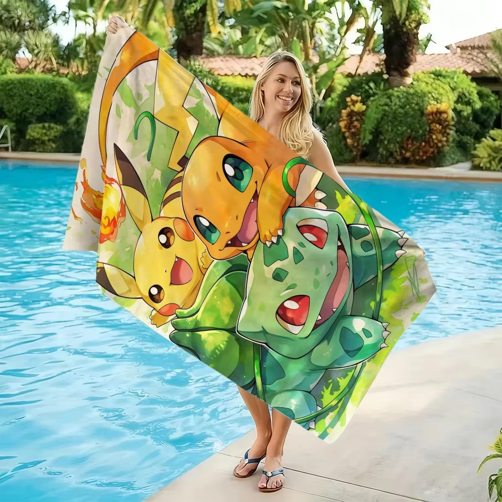 P-Pokemon Starters ผ้าขนหนูชาย - Beach Towel Large บทวิจารณ์และราคา